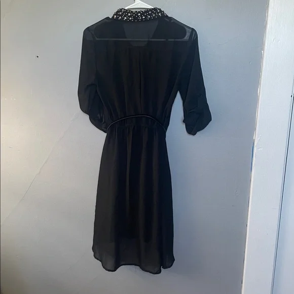 Lily Rose size small black sheer shirt dress with accented collar dark academia - Picture 9 of 12